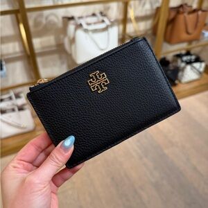 Tory Burch Black Textured Leather Card Holder